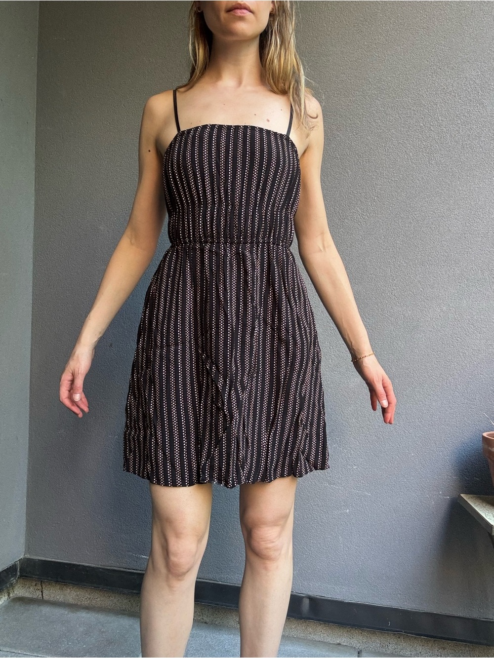Madewell Women’s Black Striped Spaghetti Strap Sundress - Size 0